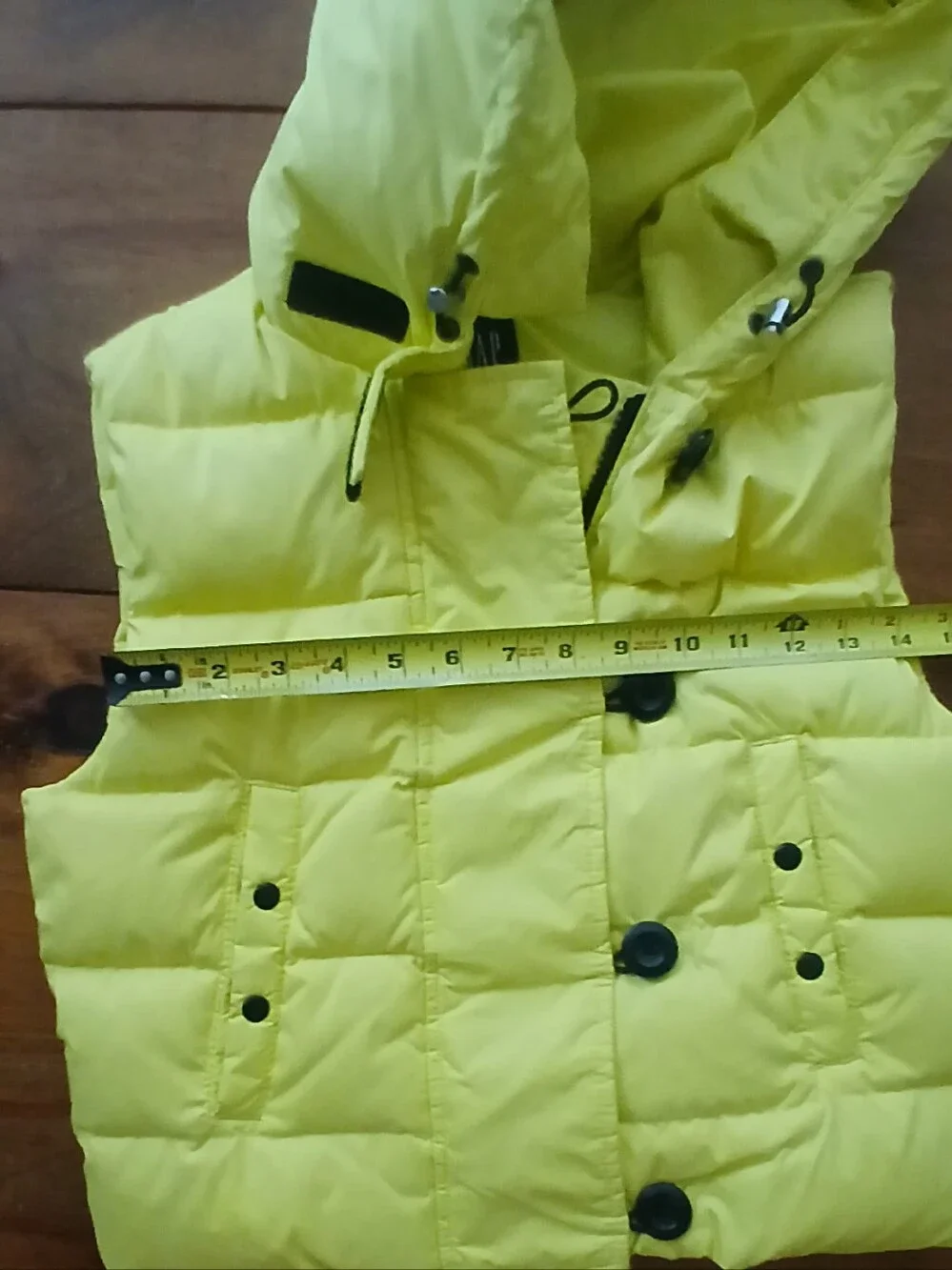 Vintage GAP Down Bright Yellow Hooded Puffer Vest Size Small.